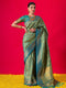 Teal Jaal Banarasi Silk Saree with Blouse Fabric